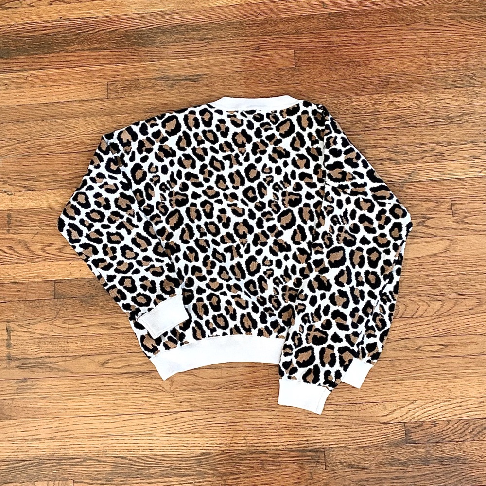 Leopard Print Knit Sweater, Size L , Crewneck Pullover - Comfy, Well Made
